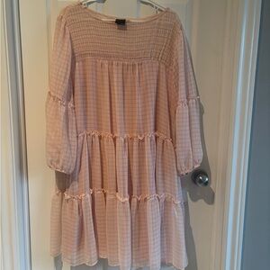 Gabby Style Tiered Pink Plaid Babydoll Dress